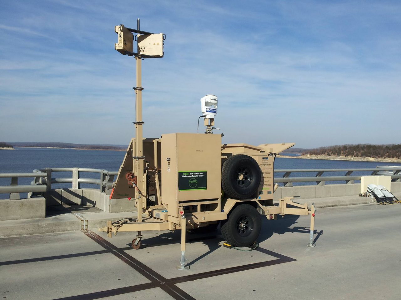 A Blighter radar deployed on a solar powered trailer system.